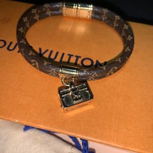 Authentic Louis Vuitton Malle Charm Twice Monogram Bangle Bracelet